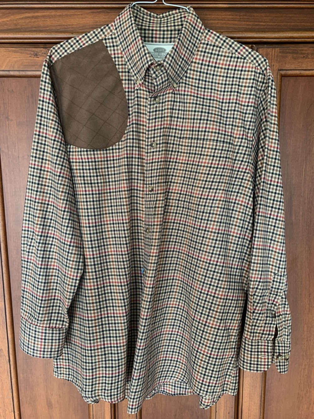 Boyt Harness Company Men's Brown Check Button-Down Shirt Large